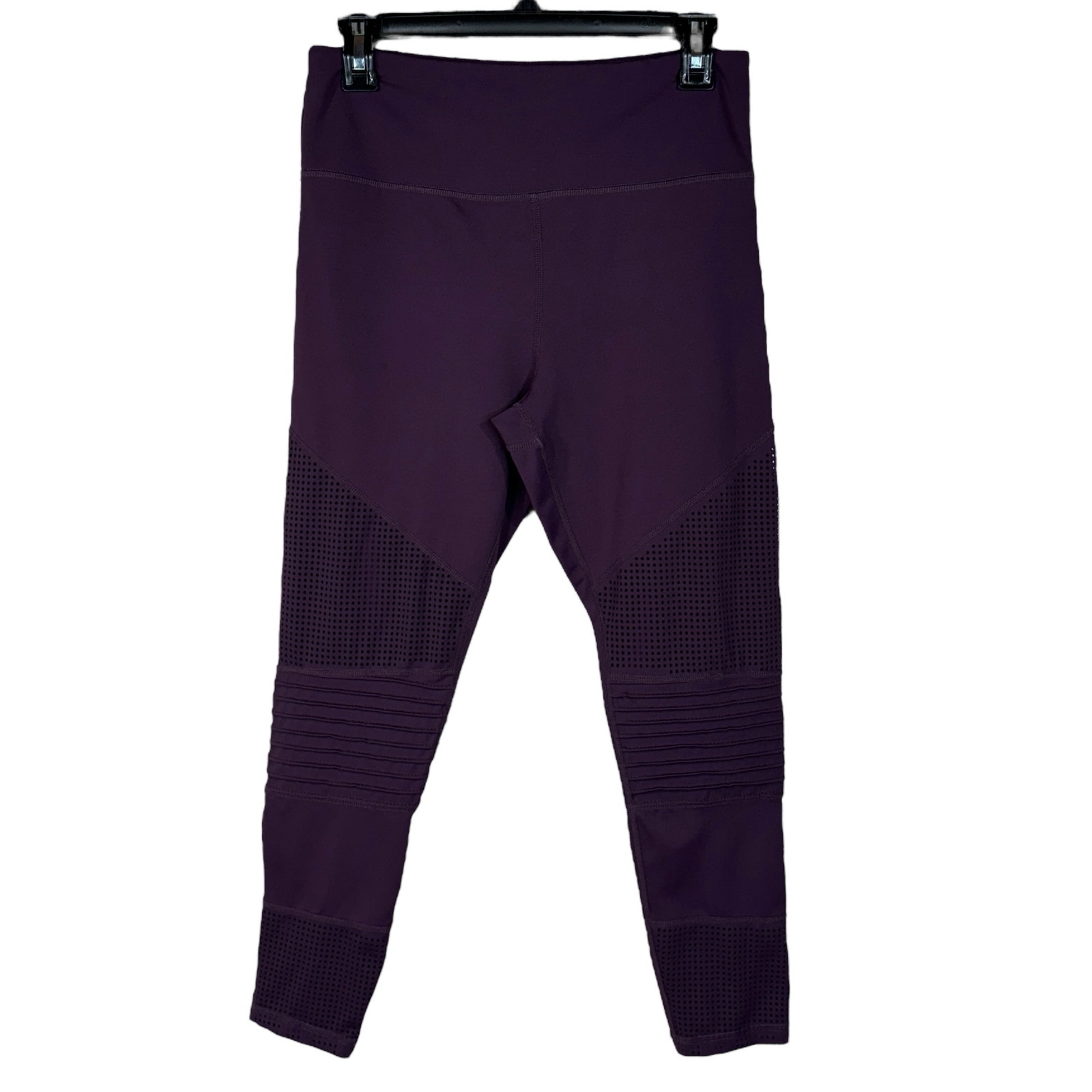 Zyia Active Sz 12 Moto Light 'N Tight 7/8 Leggings Laser Cutouts Hi-Rise Purple